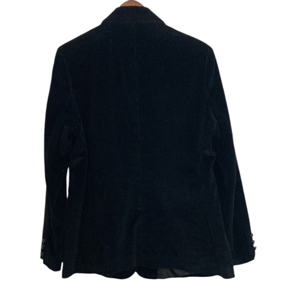 Vintage Blazer Womens Medium Black Cotton Corduroy Jacket Retro 80s Academia - Picture 2 of 15